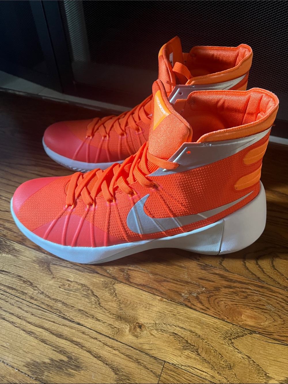 Nike Men’s High-Top Basketball Shoes — Orange/Silver/White